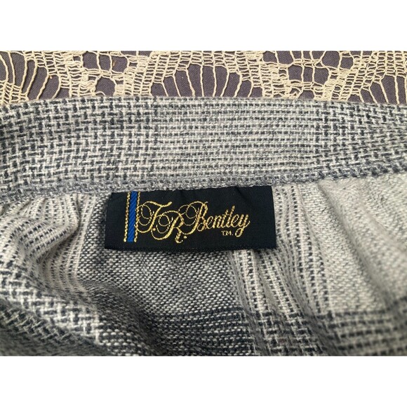 Vintage 80s Skirt 1980s Plaid Gray & White Secretary Preppy Academia Size Small - Picture 2 of 4